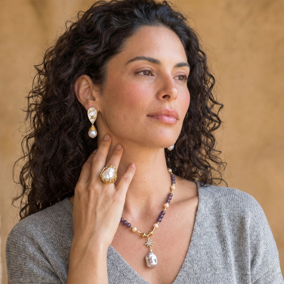 Celestial Amethyst Pearl Necklace | Mila & Co.
