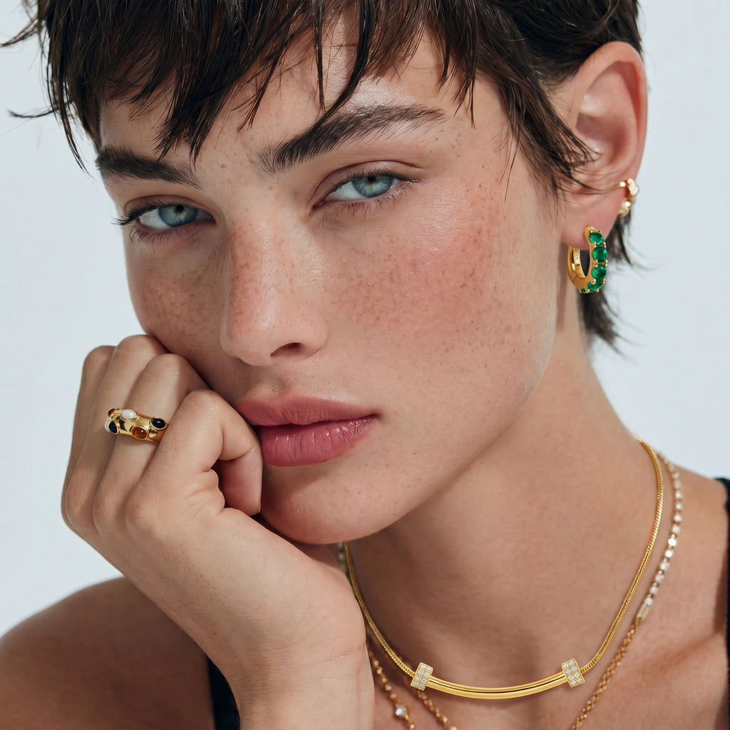 Emerald Huggie Hoops | Mila & Co.
