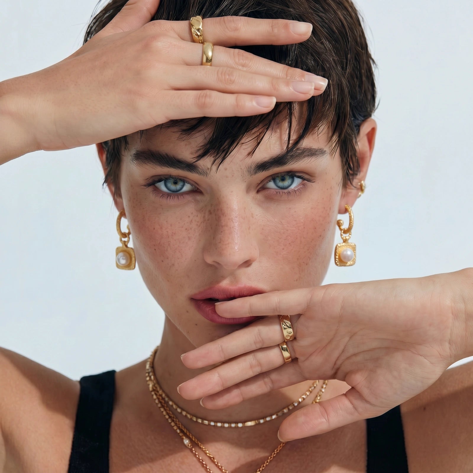 Golden Pearl Drop Hoops | Mila & Co.