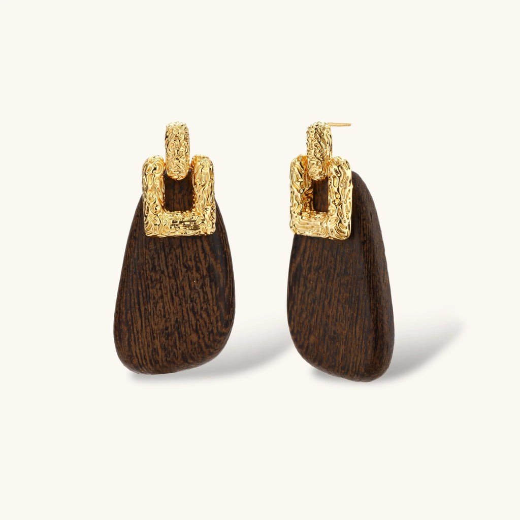 Ornate Wood Drop Earrings | Mila & Co.