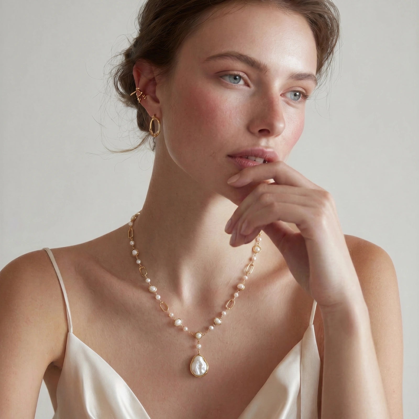 Lumina Pearl Station Necklace | Mila & Co.
