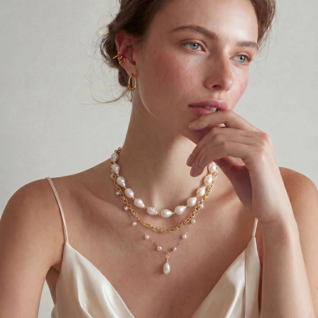 Golden Pearl Layers Necklace | Mila & Co.