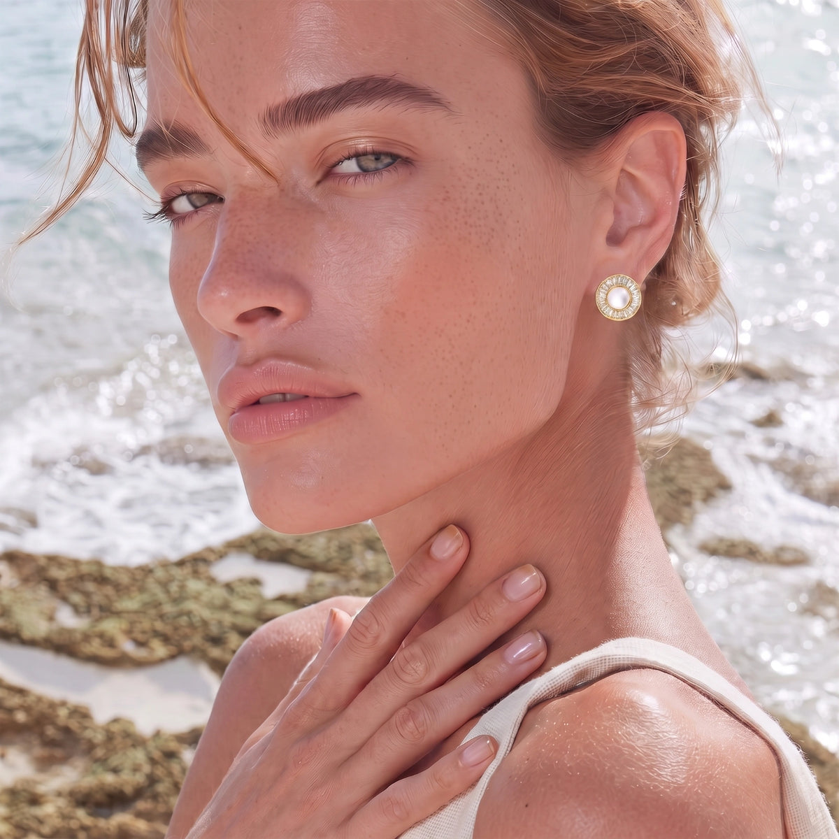 Pearl Halo Studs | Mila & Co.
