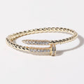 CZ Pave Edge Twisted Gold Plated Bangle Bracelet