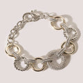 CZ Pave Two-Tone Chain Link Bracelet