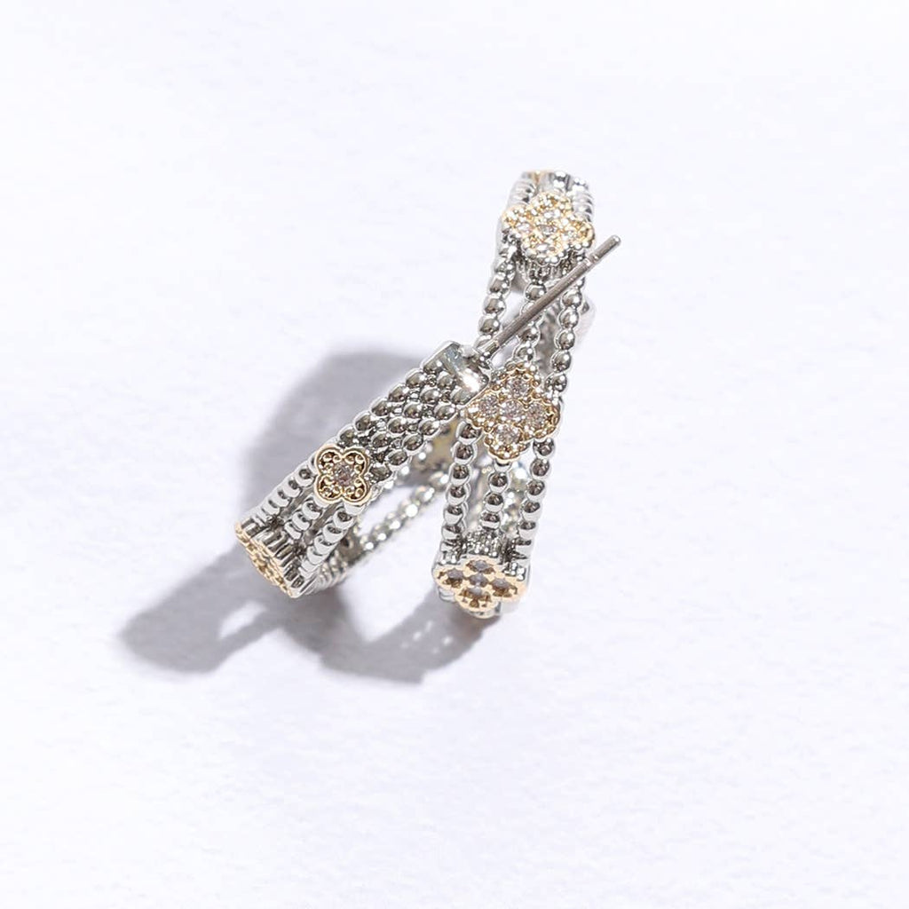 Mini Clover CZ Layer Hoop Earrings
