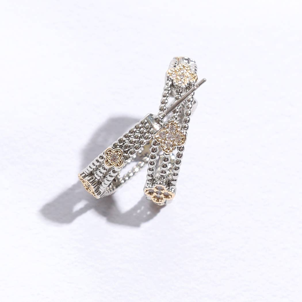 Mini Clover CZ Layer Hoop Earrings