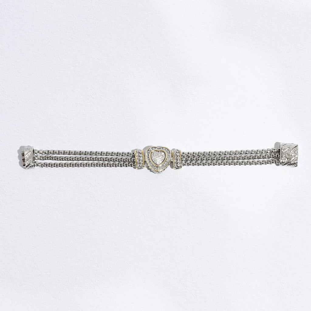 CZ Stone Paved Heart Shape Point Magnetic Bracelet