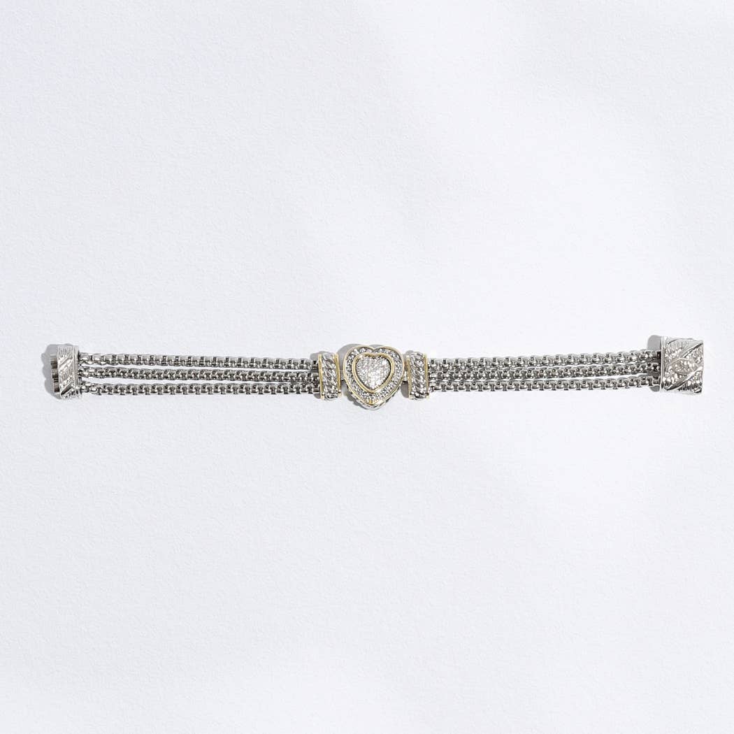CZ Stone Paved Heart Shape Point Magnetic Bracelet