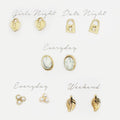 5 Pairs Multi-Designed Stud Earrings Set Gift Box