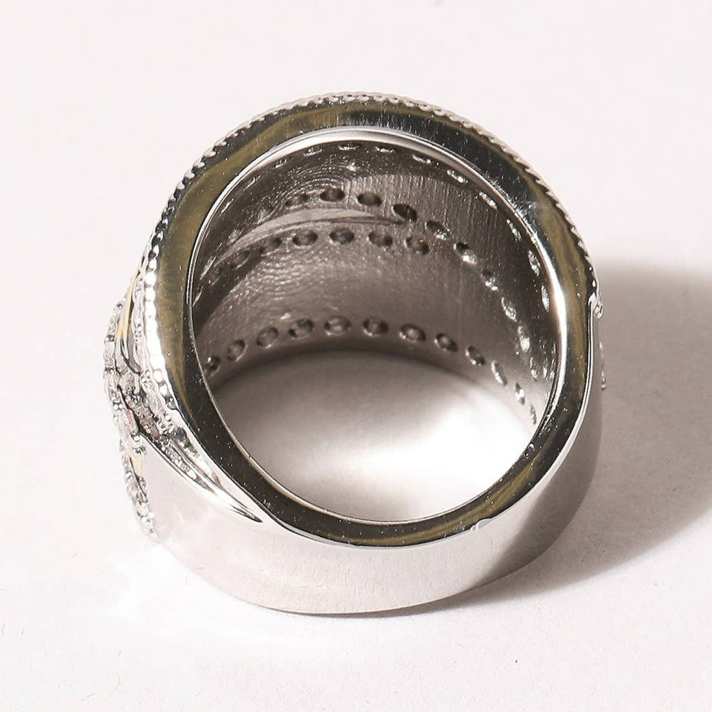 Two Tone Multi-Layered CZ Micro Pave Ring