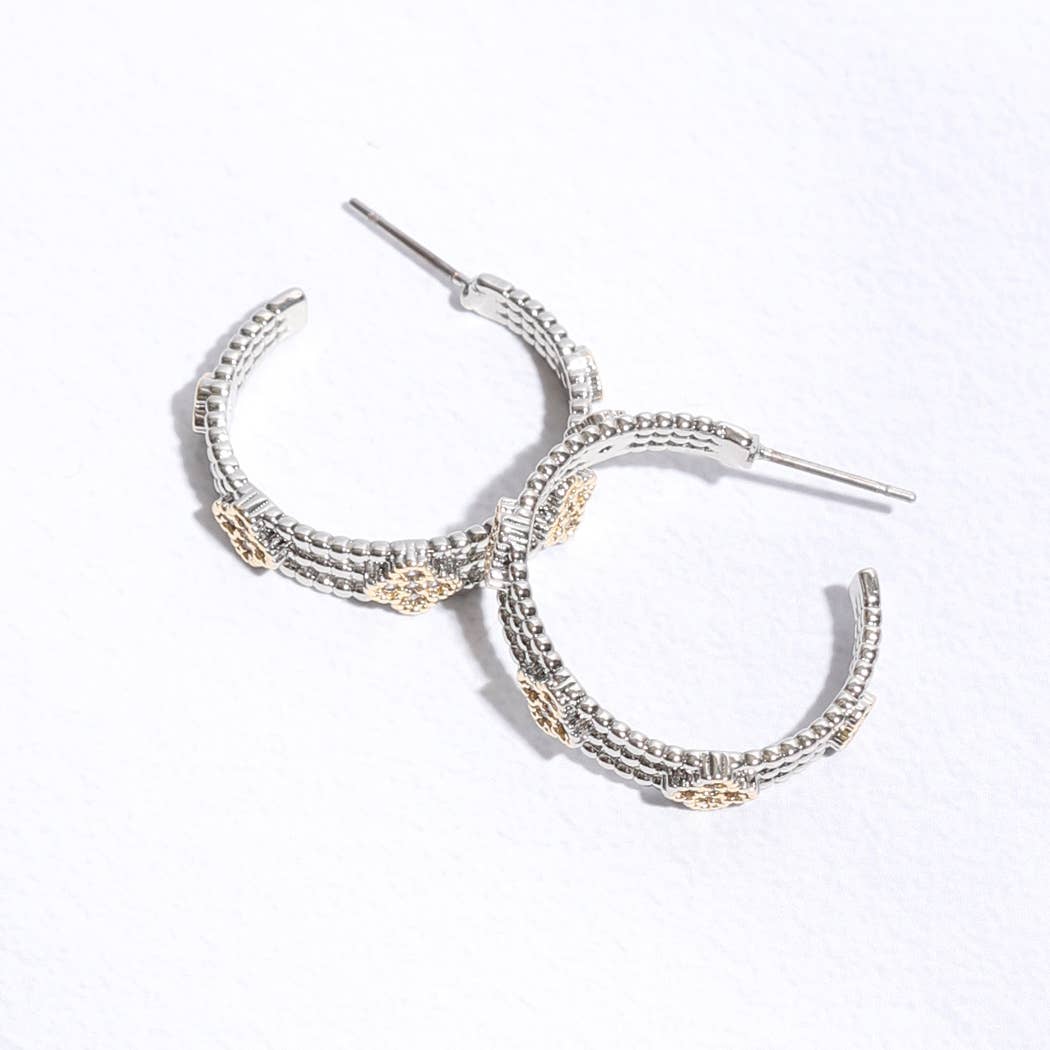 Mini Clover CZ Layer Hoop Earrings