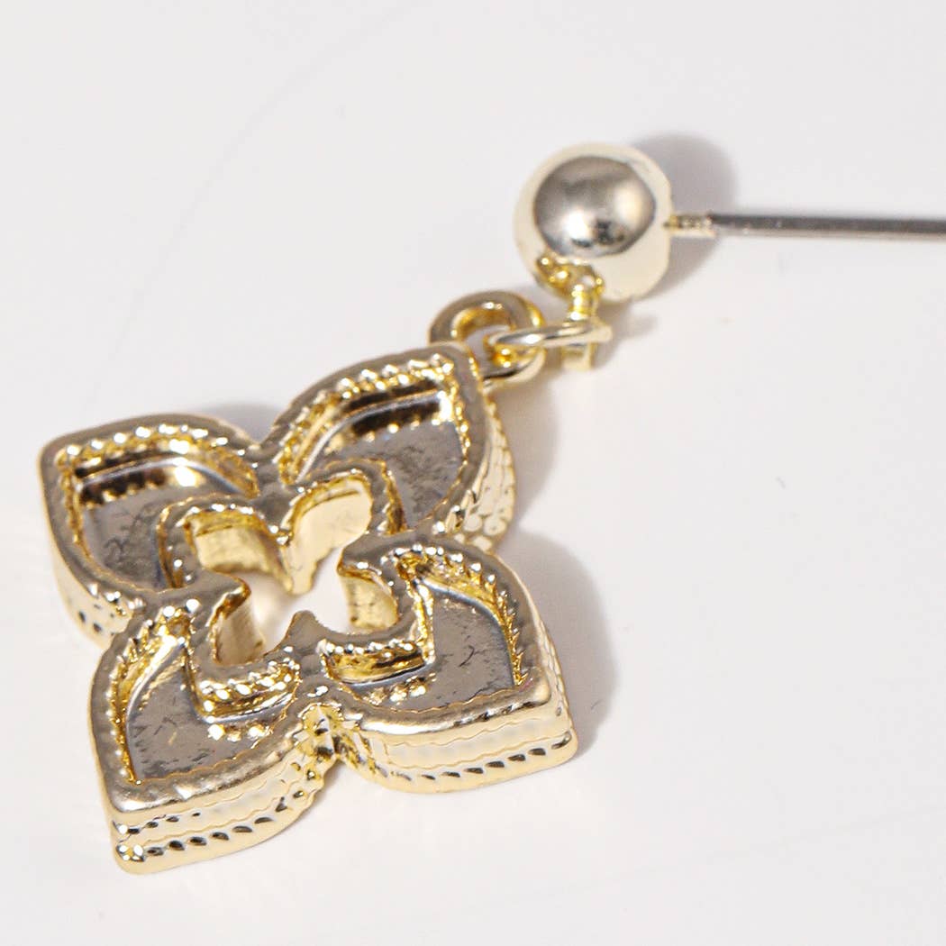 MOP Double Layer Clover 14K Plated Post Earrings