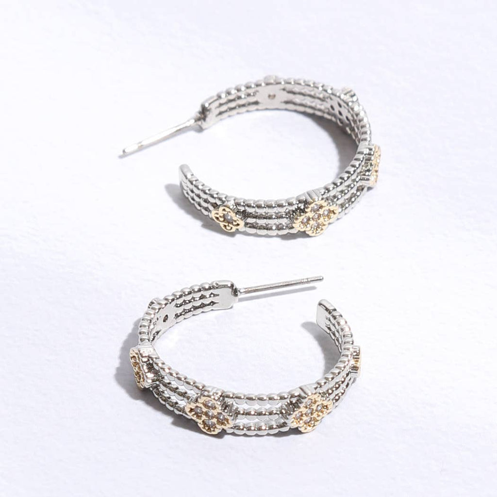 Mini Clover CZ Layer Hoop Earrings