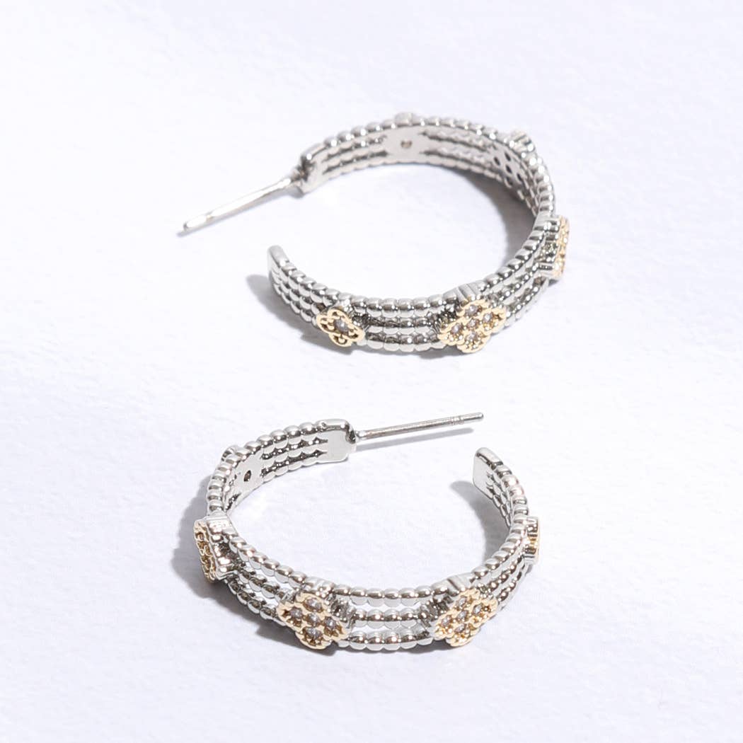 Mini Clover CZ Layer Hoop Earrings