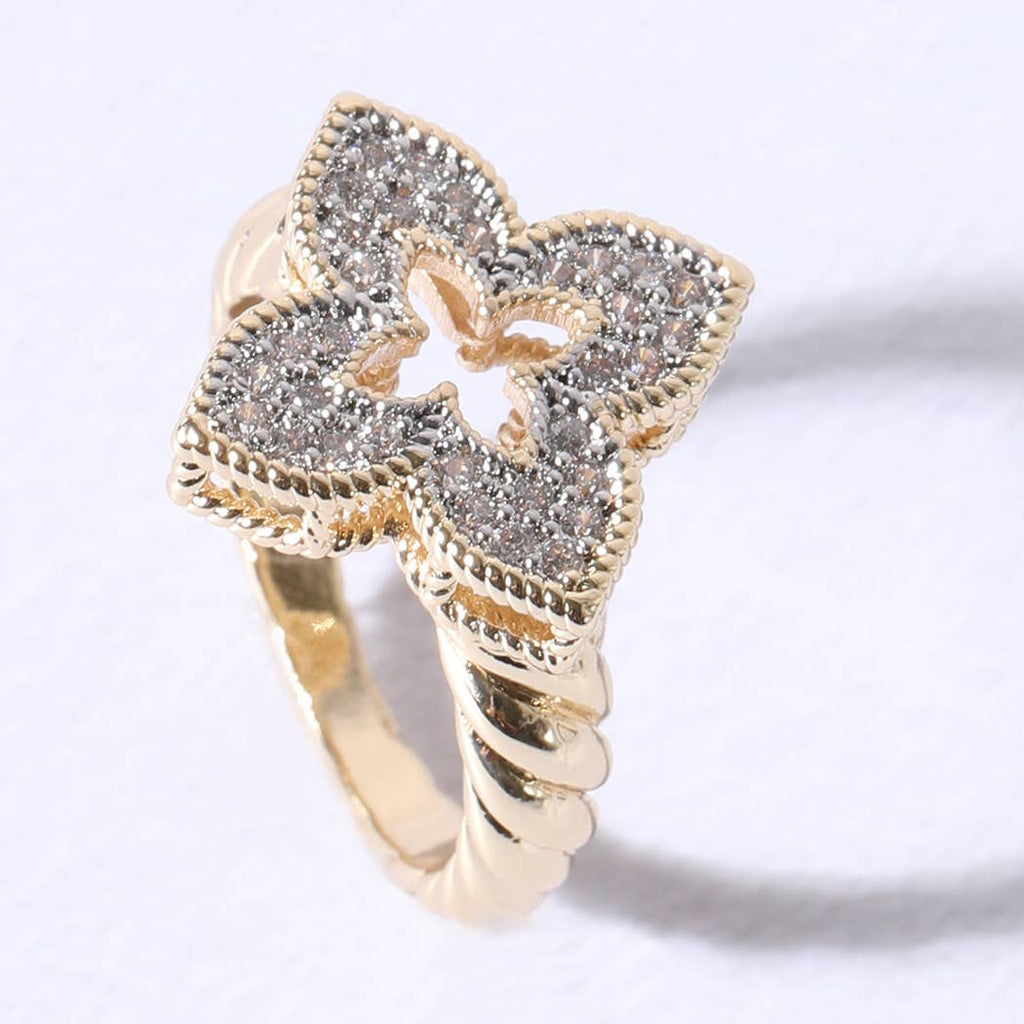 Princess Flower Clover Cubic Zirconia Rings