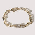 Two Tone Hardware Style CZ Pave Link Bracelet