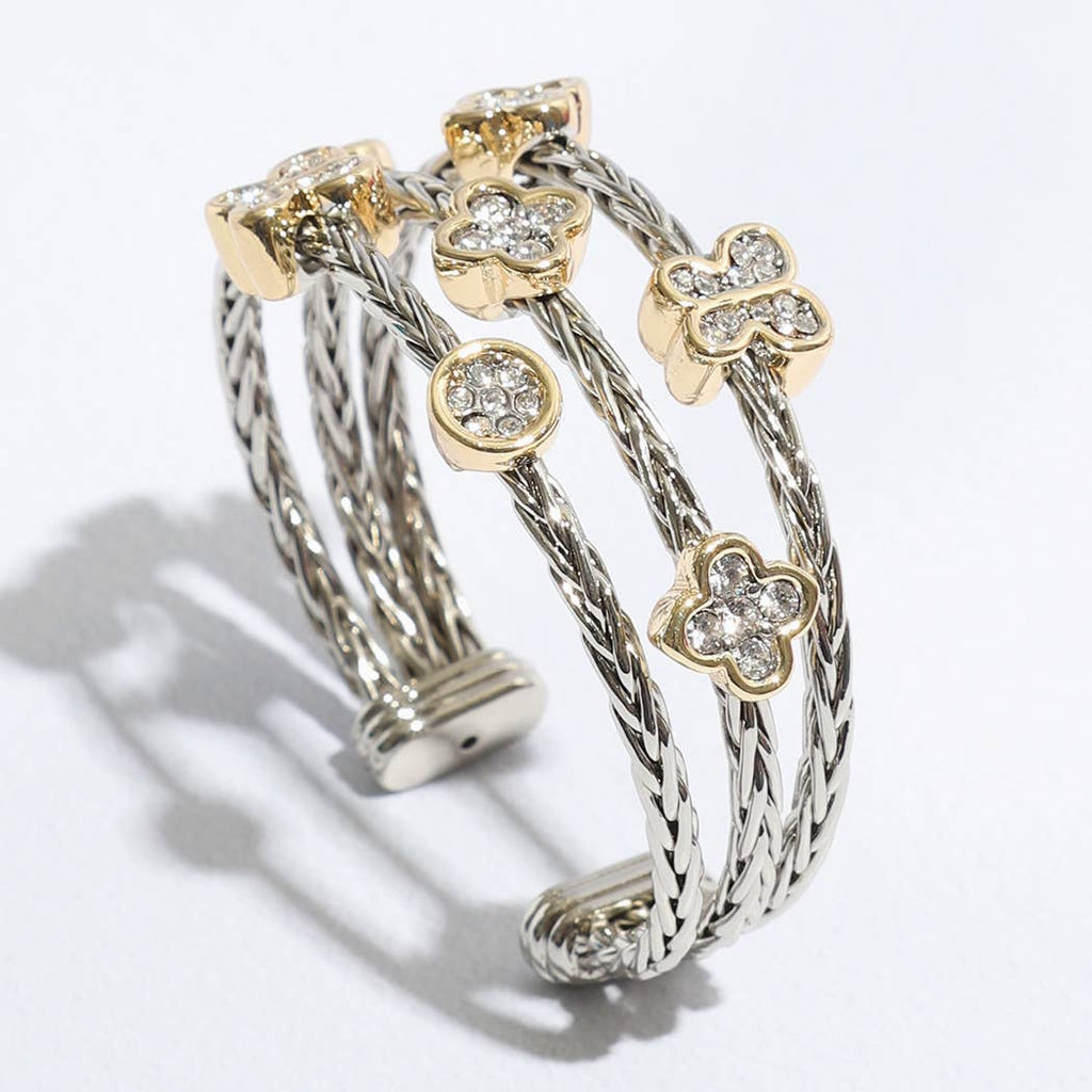 Triple Braided Bangle Butterfly Deco Bracelet
