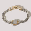 Two-Tone Box Chain Square CZ Pave Magnetic Bracelet
