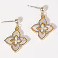 MOP Double Layer Clover 14K Plated Post Earrings